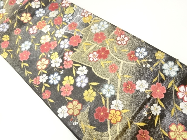 JAPANESE FUKURO OBI FOR FURISODE / WOVEN WEEPING SAKURA